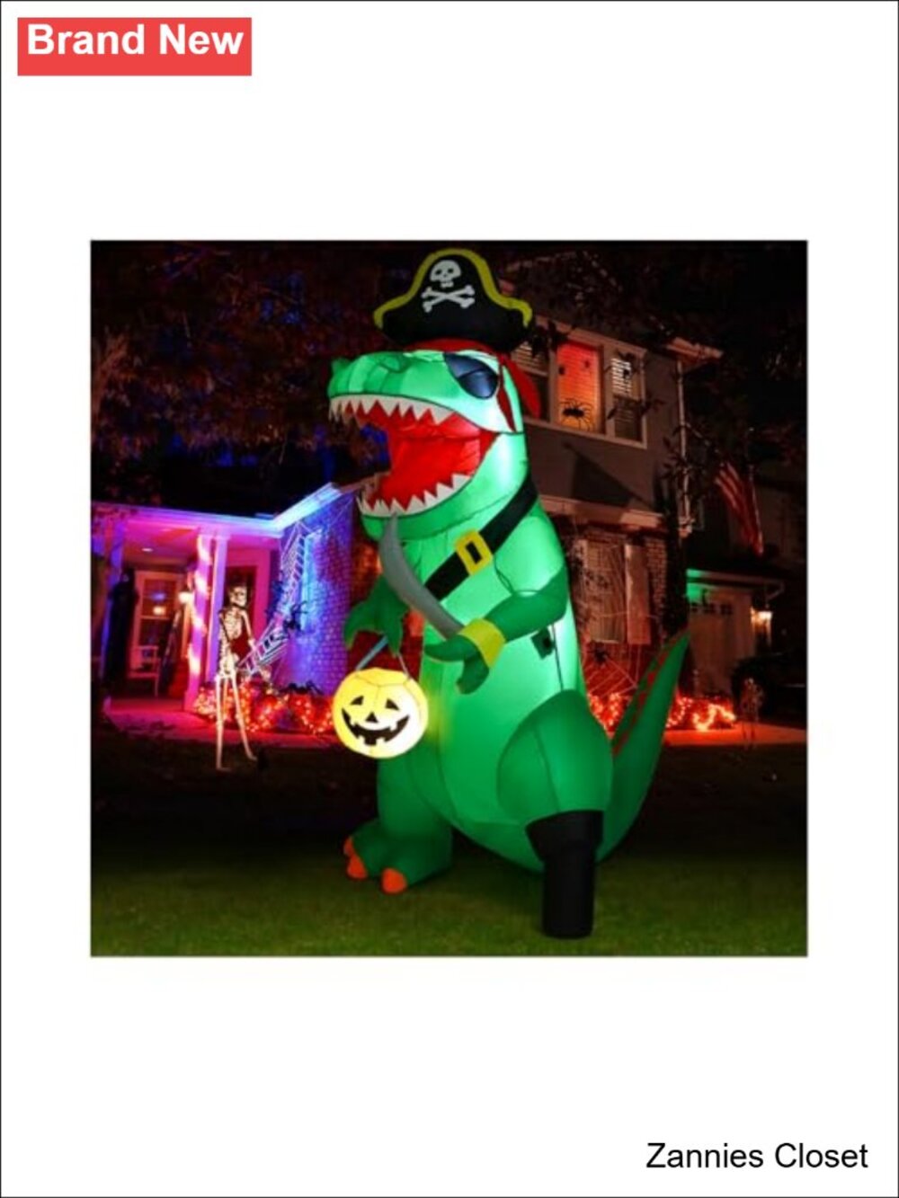 👻 7 FT Halloween Inflatable Dinosaur Outdoor Decoration Blow Up Yard Pirate
